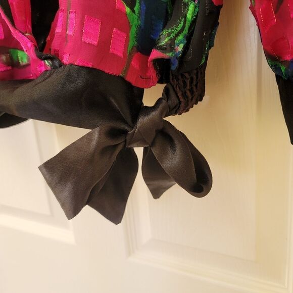 Teddi womens plus size 2x vintage 80's floral poppy bright neon black geometric - Picture 5 of 7